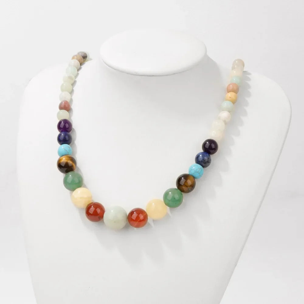 Protection Necklace with 7 Chakras Stones Pendant amazonite