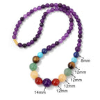 Protection Necklace with 7 Chakras Stones Pendant amethyst