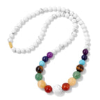 Protection Necklace with 7 Chakras Stones Pendant white howlite