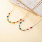 Protective Necklace with 7 Chakra Stone Pendant for Women silver
