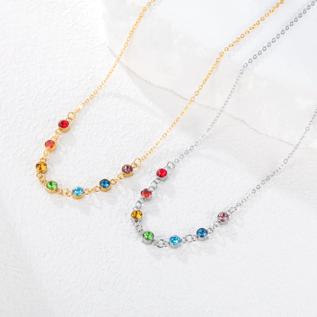 Protective Necklace with 7 Chakra Stone Pendant for Women gold