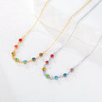 Protective Necklace with 7 Chakra Stone Pendant for Women gold