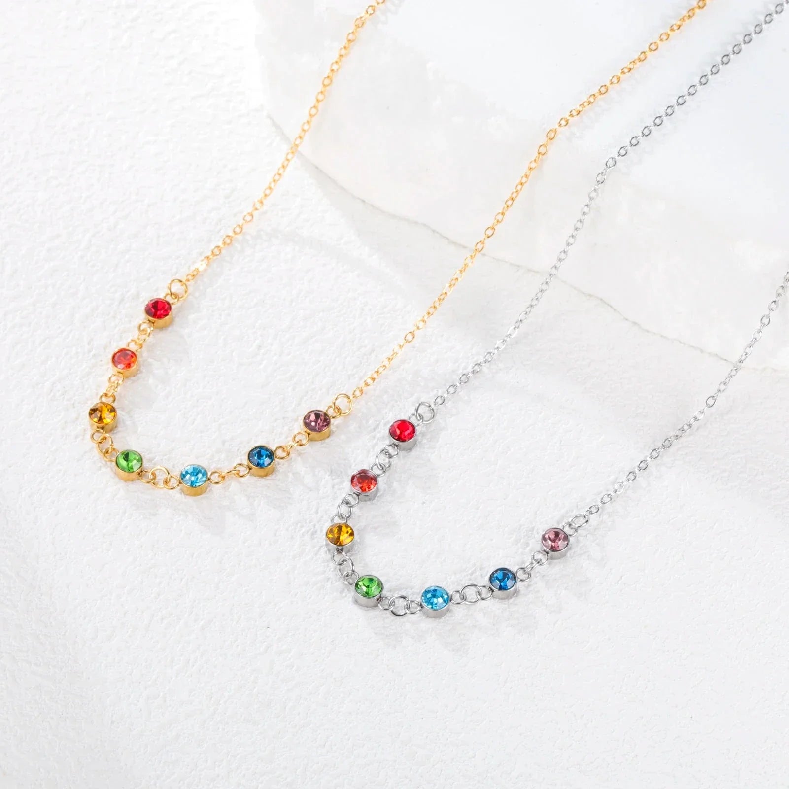 Protective Necklace with 7 Chakra Stone Pendant for Women gold