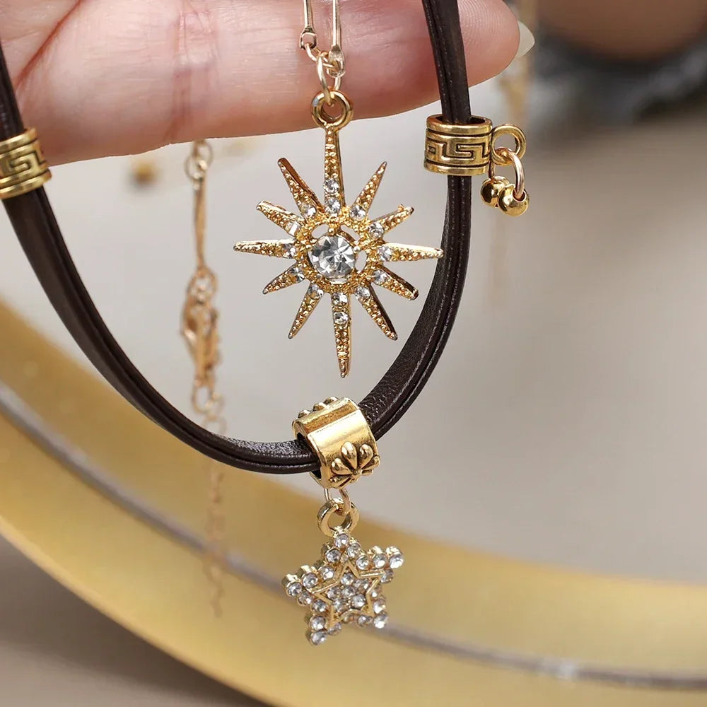 Double Sun Pendant Necklace