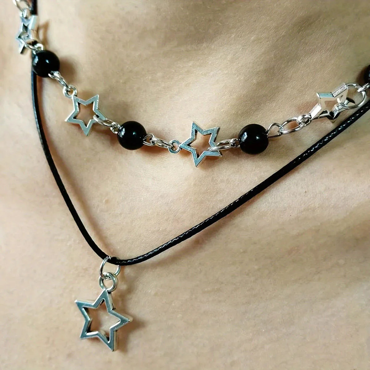 Double-Layer Necklace with Star Pendant