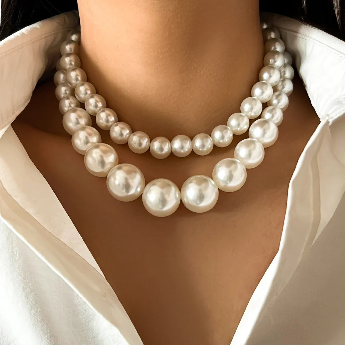 Elegant Double Choker Pearl Necklace