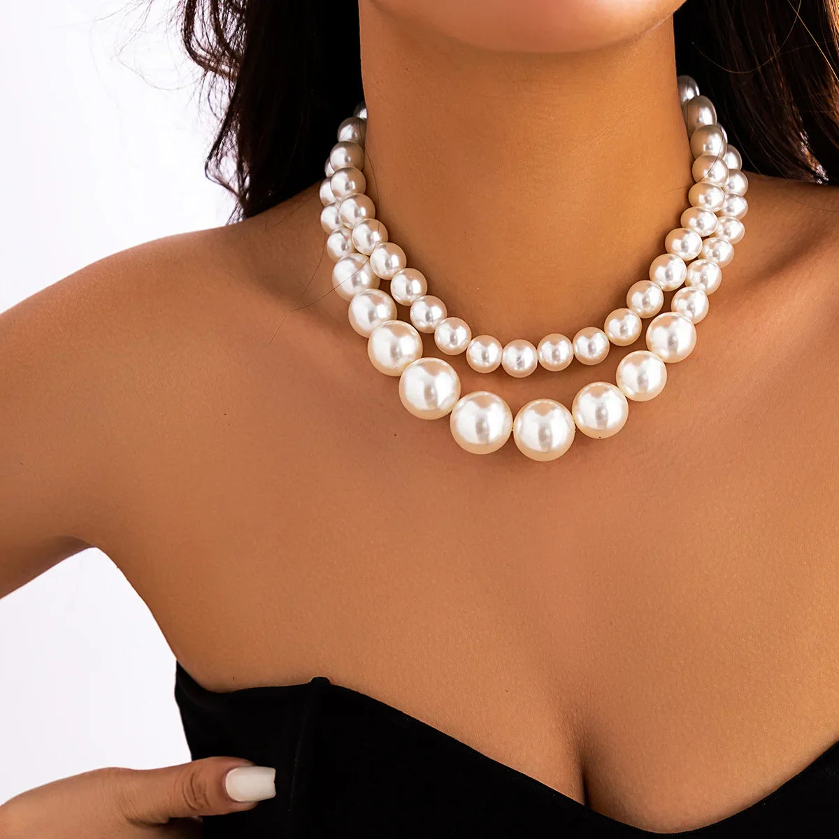 Elegant Double Choker Pearl Necklace