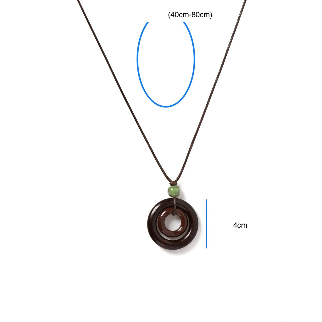 Round Pendant Rope Necklace for Women