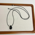 Black Water Drop Pendant Cord Necklace