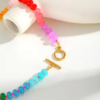 Necklace with rainbow pendant and pearls