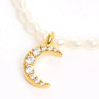Pearl Necklace Moon Pendant