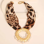 Fabric Necklace with Chic Bohemian Pendant Leopard