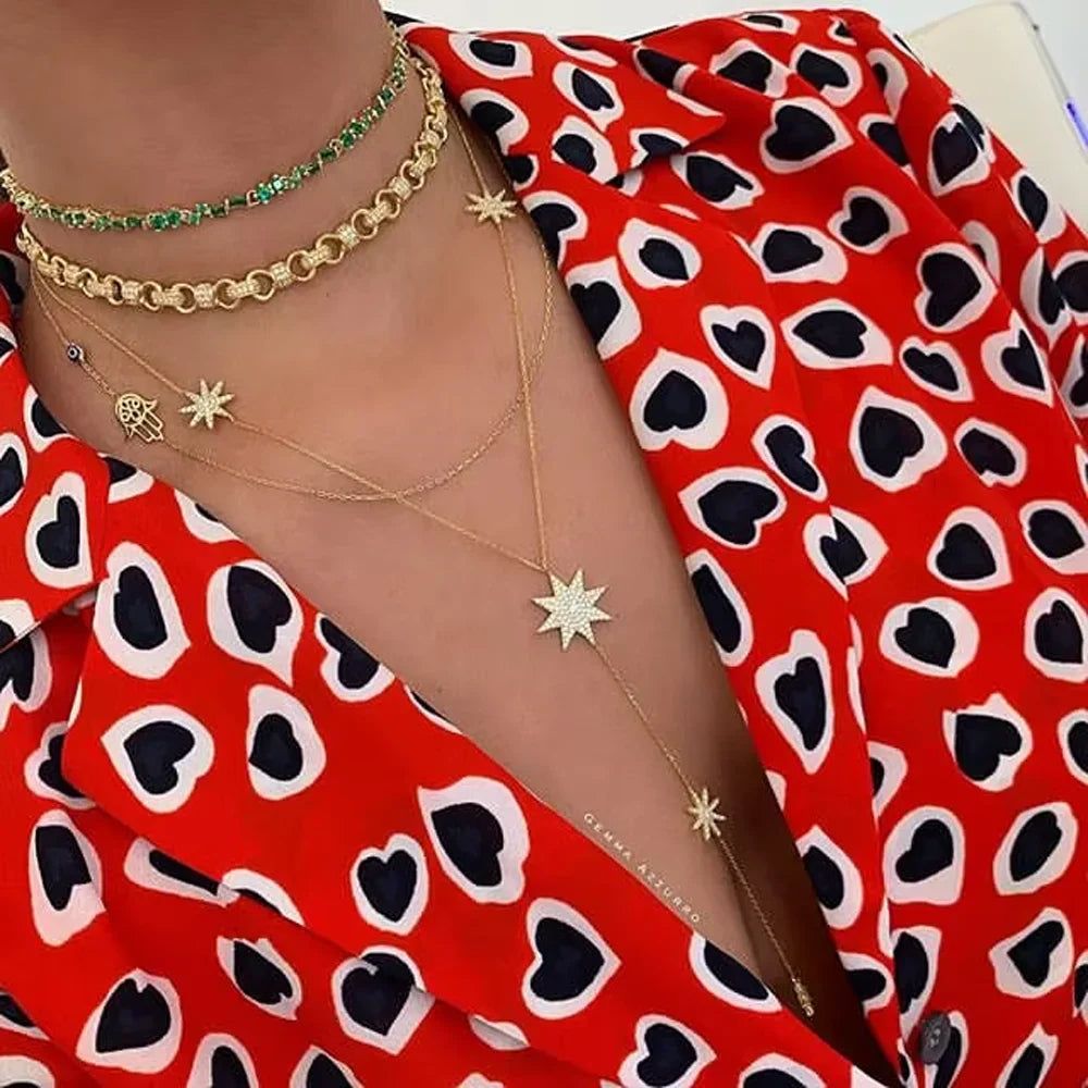 Y necklace - star neckline chain for women gold
