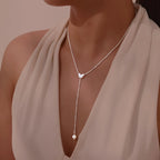 Y necklace - butterfly décolleté chain for women silver