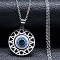 Necklace and Earrings with Turkish Blue Evil Eye Pendant necklace