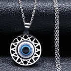 Necklace and Earrings with Turkish Blue Evil Eye Pendant necklace