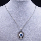 Necklace and Earrings with Turkish Blue Evil Eye Pendant necklace