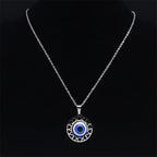 Necklace and Earrings with Turkish Blue Evil Eye Pendant necklace