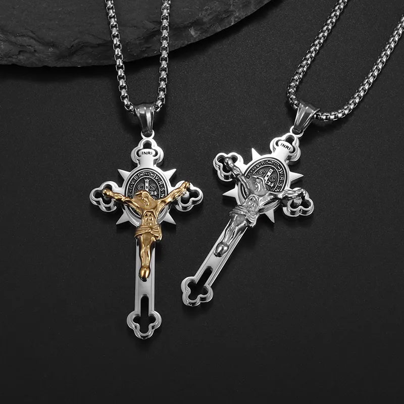 St. Benedict Cross Necklace and Jesus Pendant