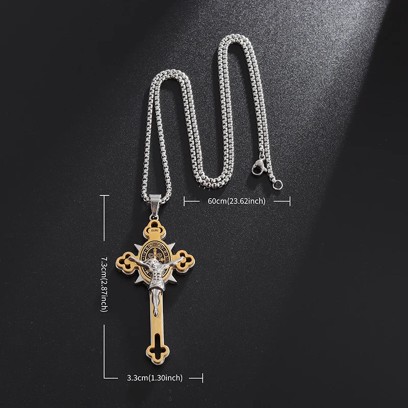 St. Benedict Cross Necklace and Jesus Pendant