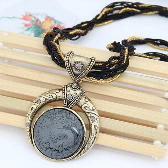 Ethnic Necklace Black