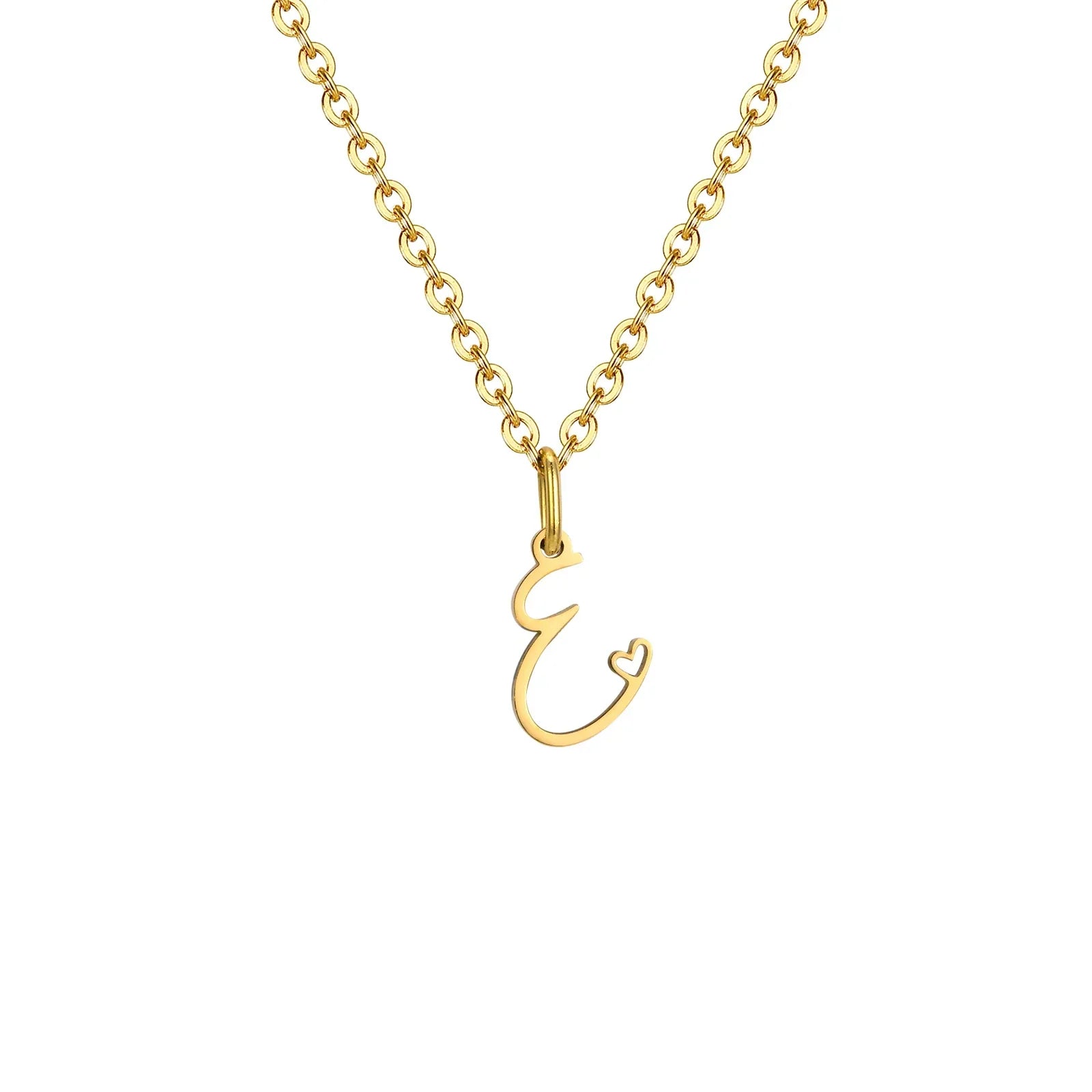 Women's necklace with initial letter and heart pendant 
