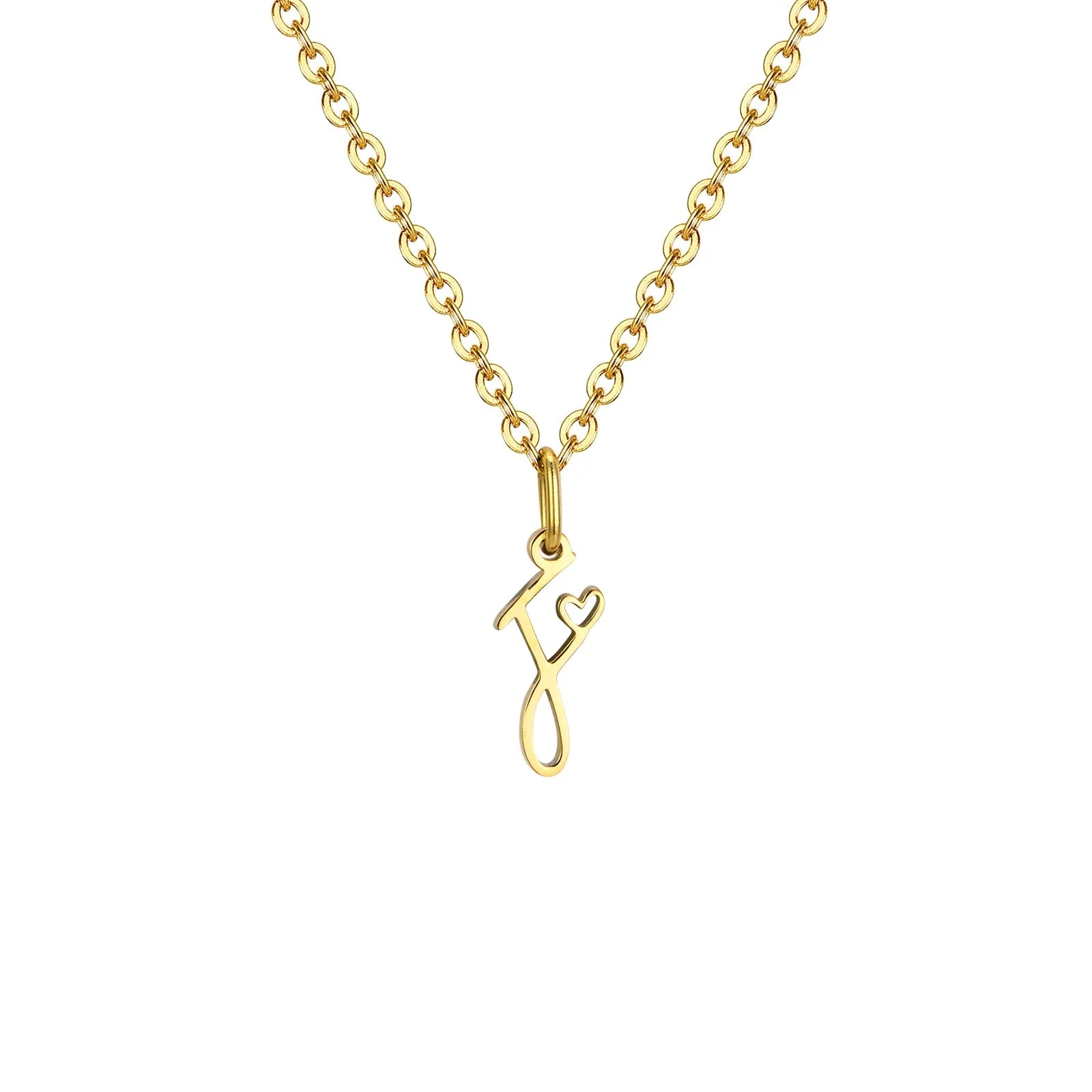 Women's necklace with initial letter and heart pendant f