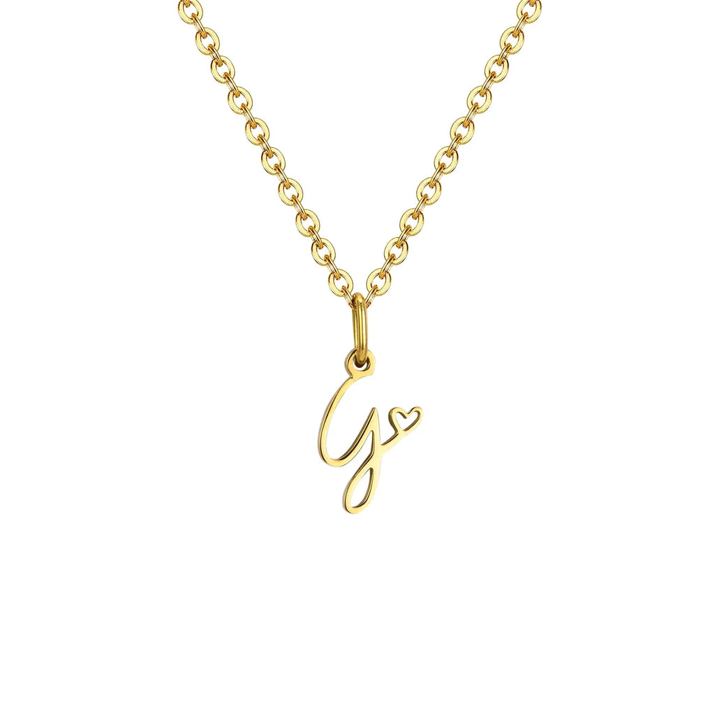 Women's necklace with initial letter and heart pendant g