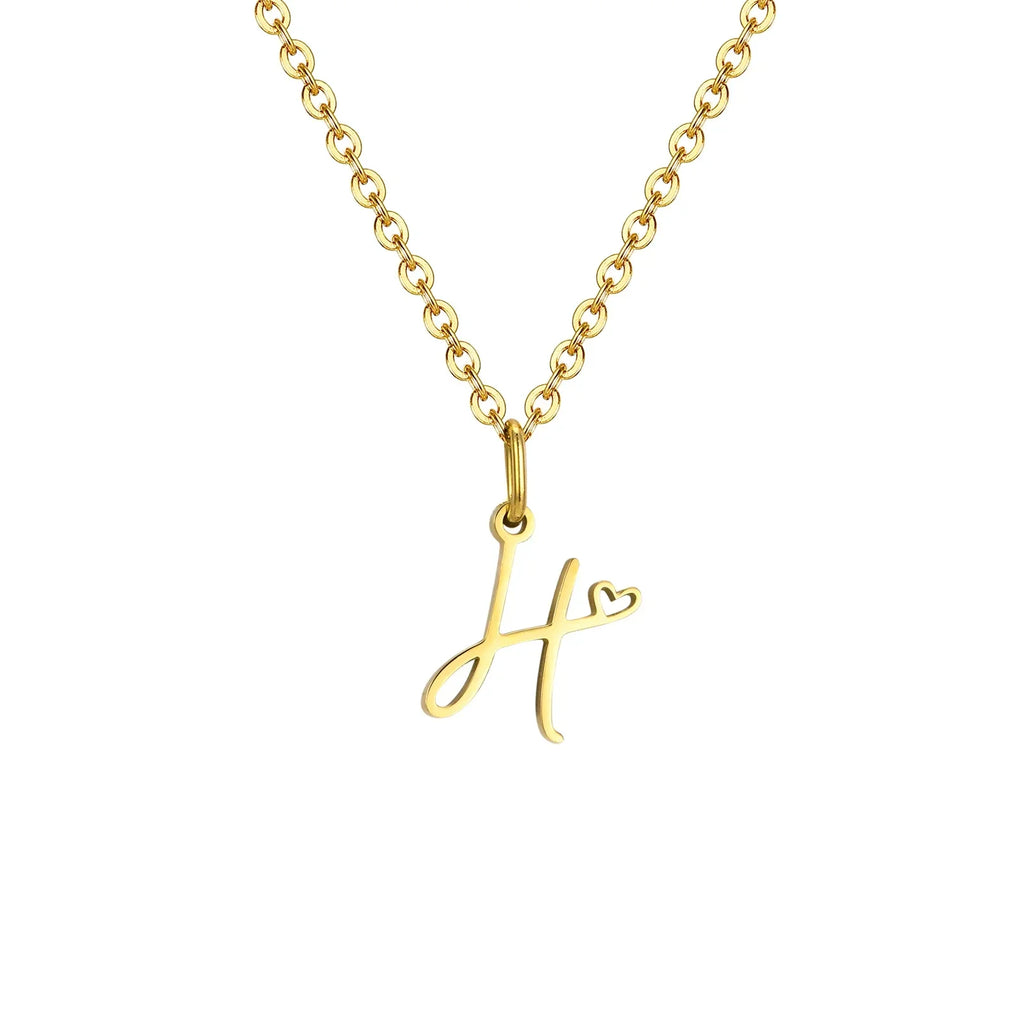 Women's necklace with initial letter and heart pendant h
