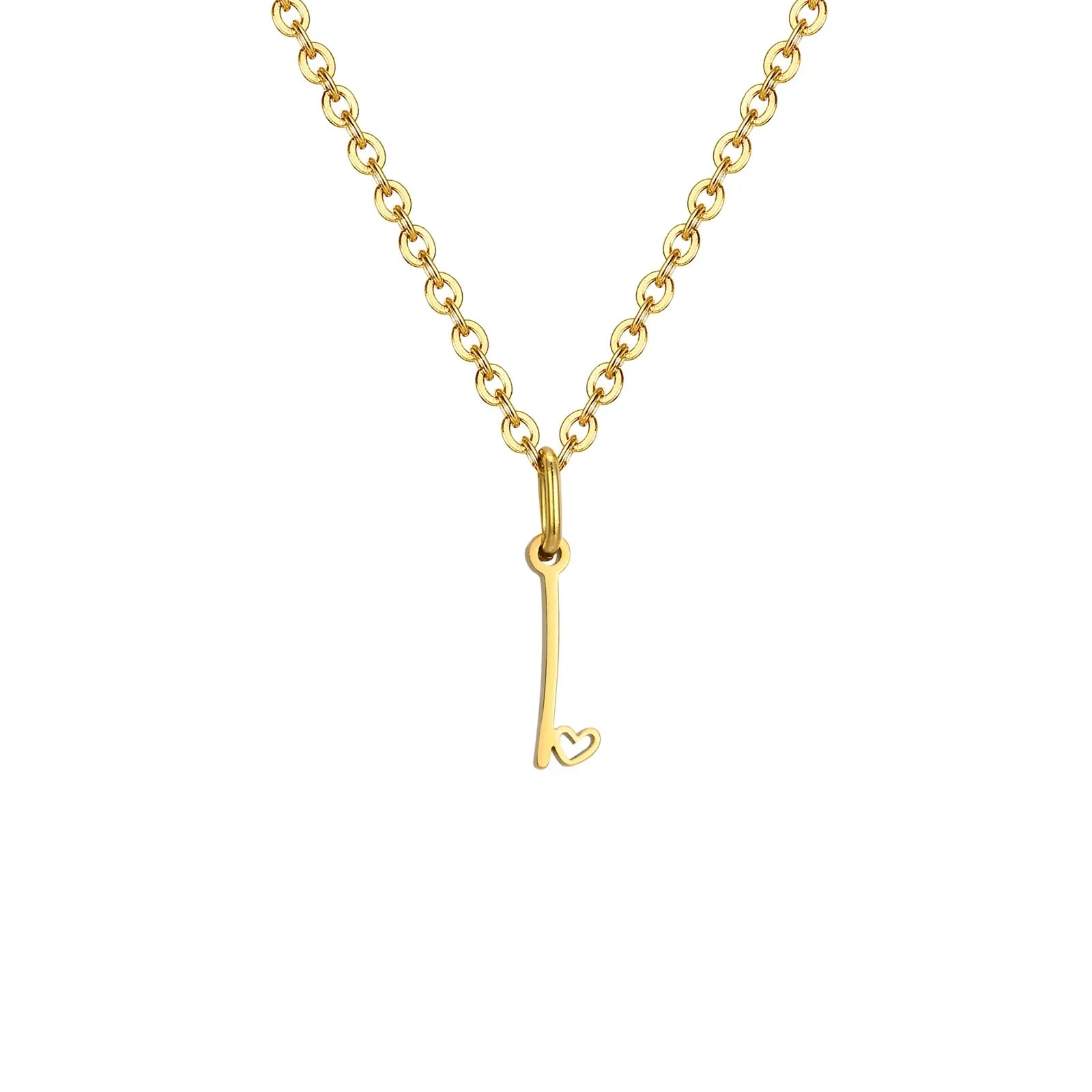 Women's necklace with initial letter and heart pendant i