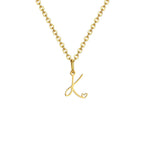 Women's necklace with initial letter and heart pendant k