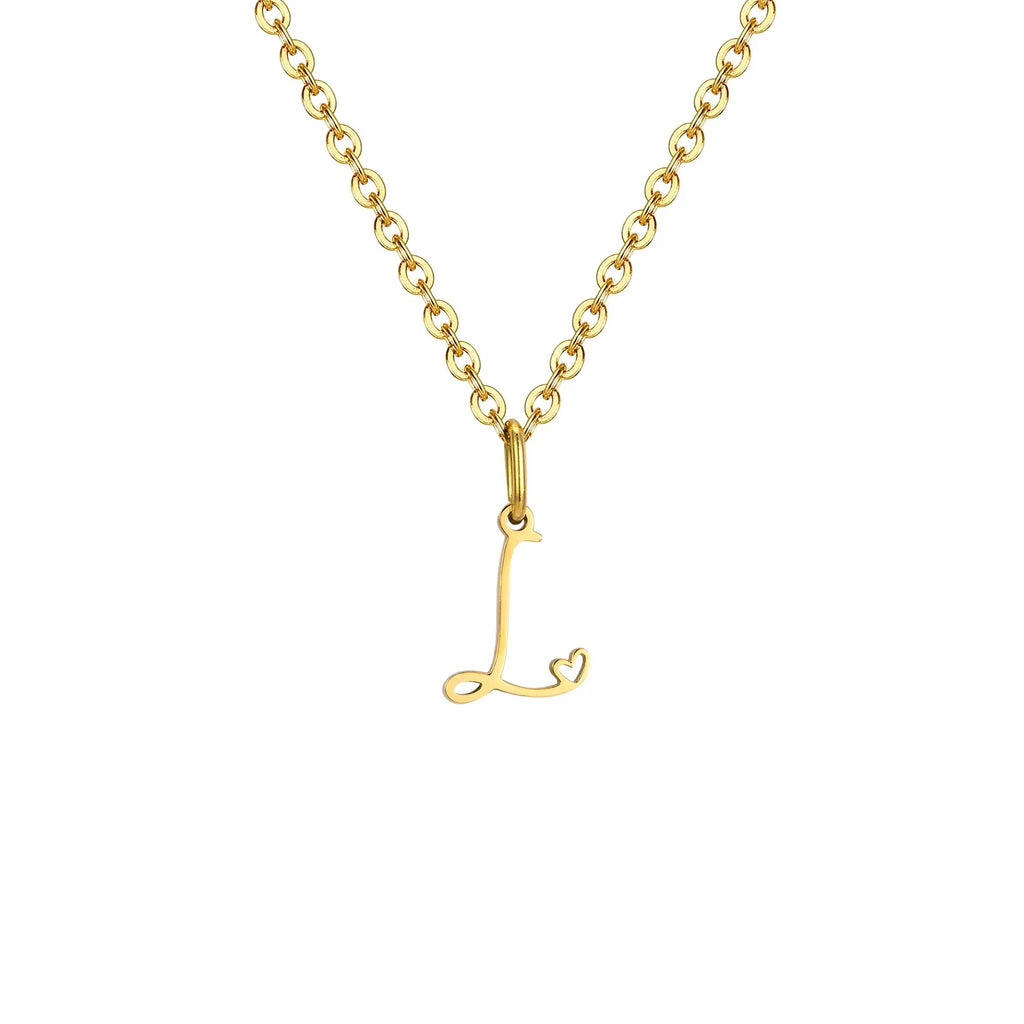 Women's necklace with initial letter and heart pendant l