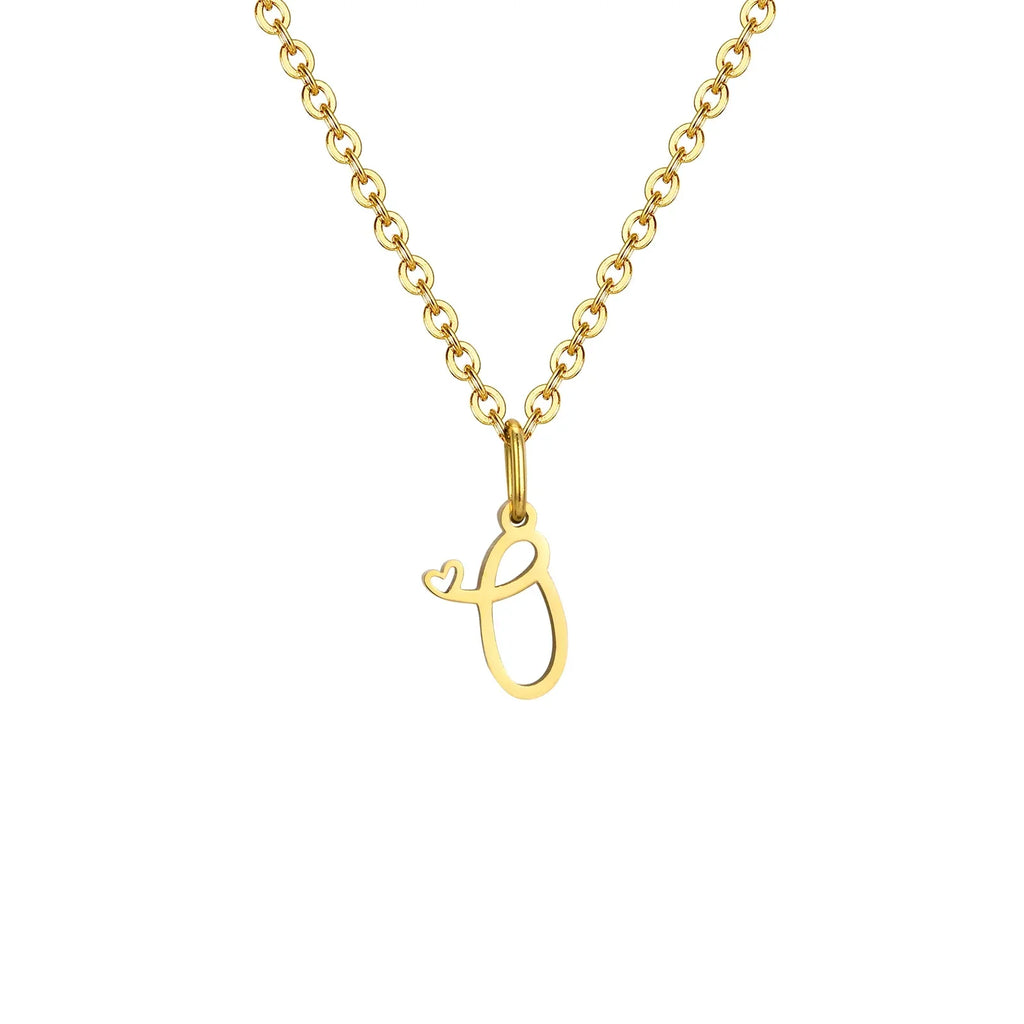Women's necklace with initial letter and heart pendant o