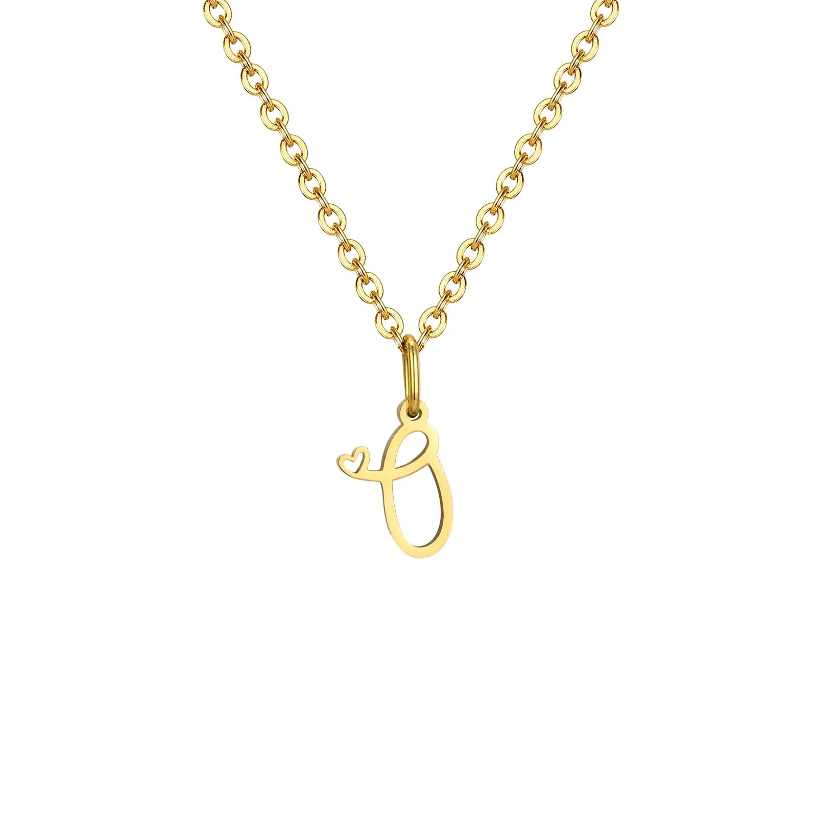 Women's necklace with initial letter and heart pendant o