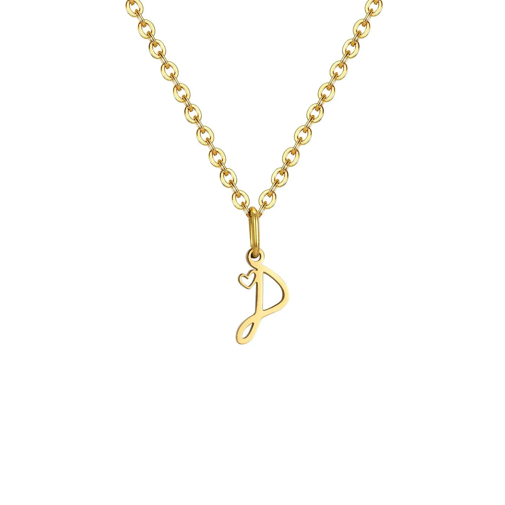 Women's necklace with initial letter and heart pendant d