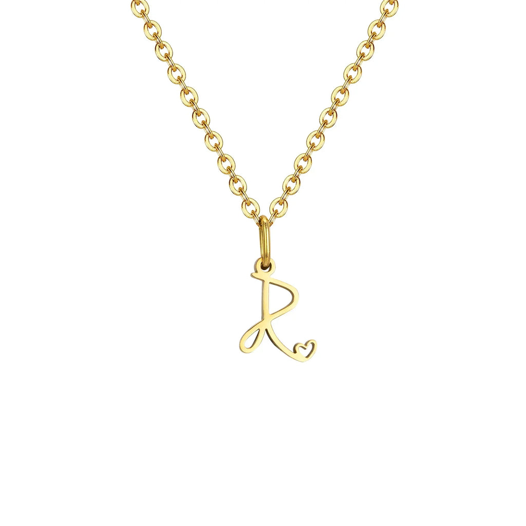 Women's necklace with initial letter and heart pendant r