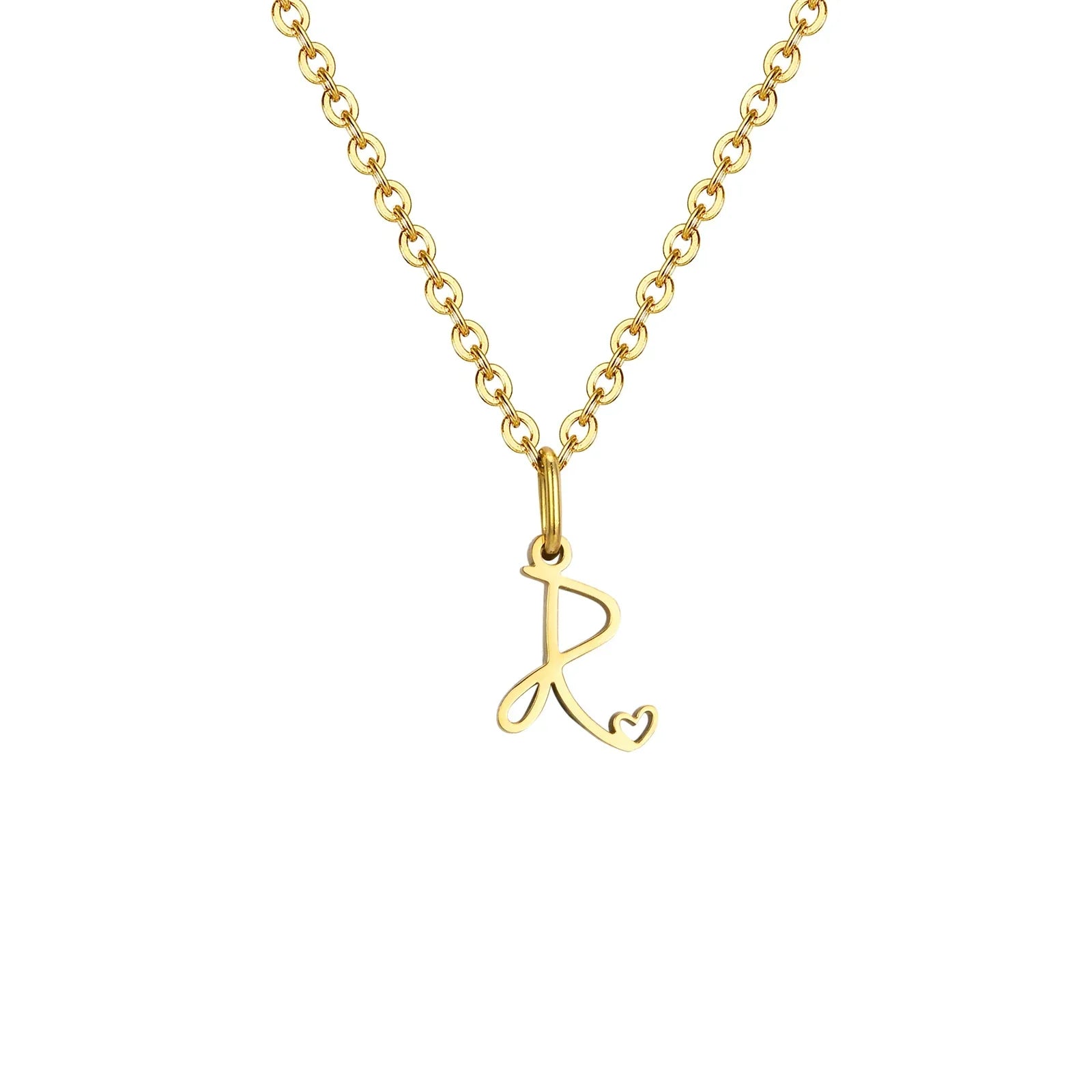 Women's necklace with initial letter and heart pendant r