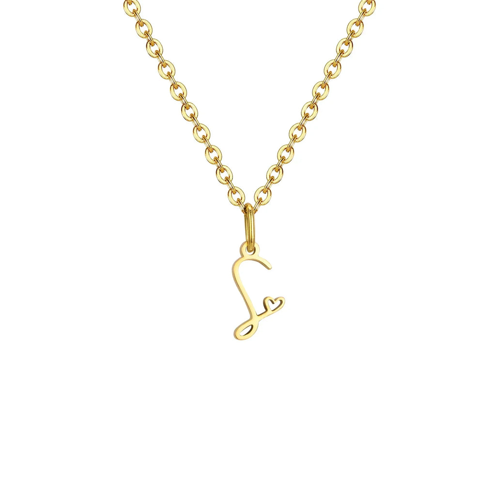 Women's necklace with initial letter and heart pendant s