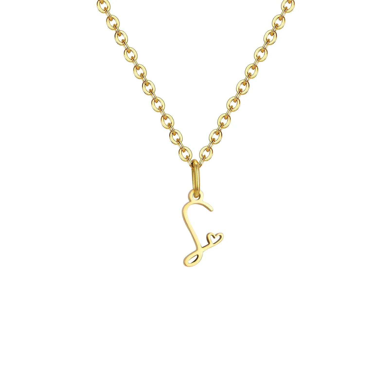 Women's necklace with initial letter and heart pendant s