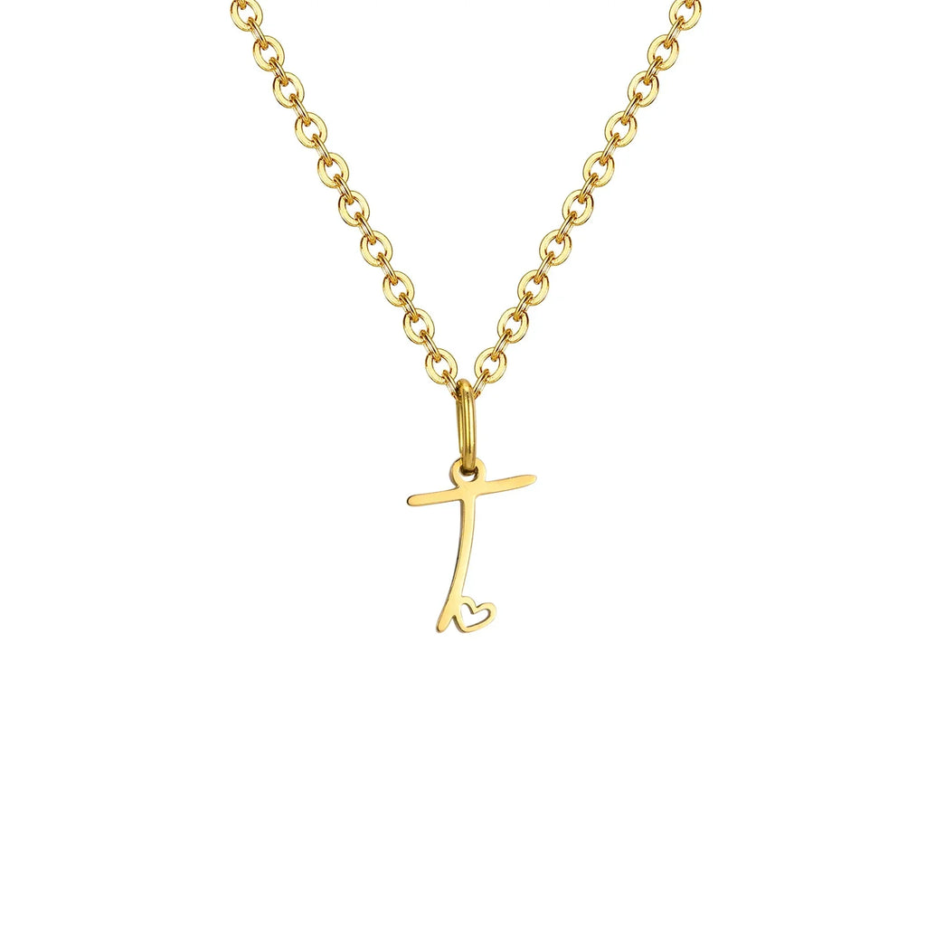 Women's necklace with initial letter and heart pendant t