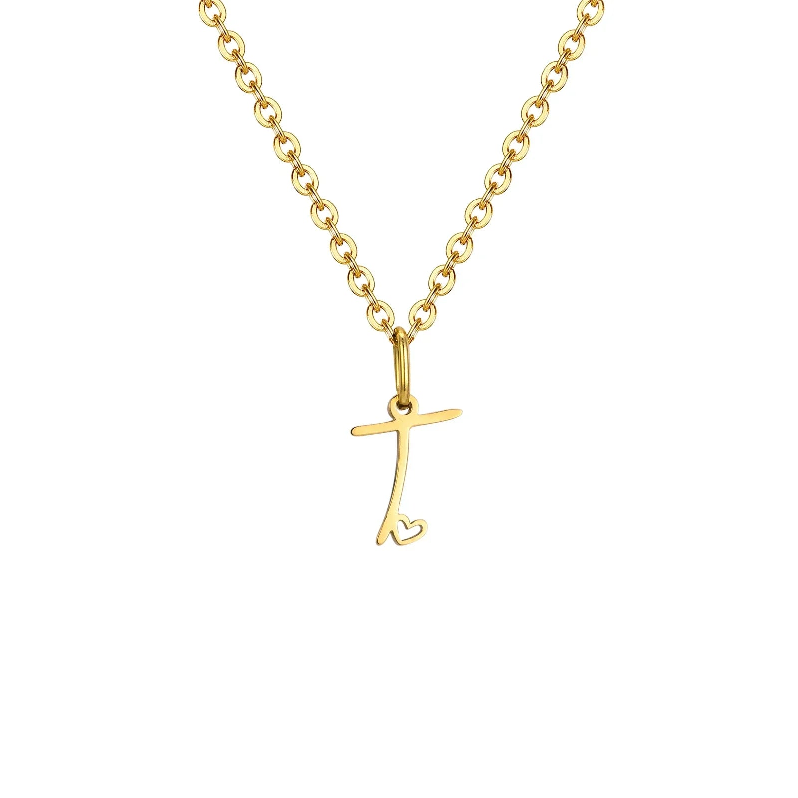 Women's necklace with initial letter and heart pendant t