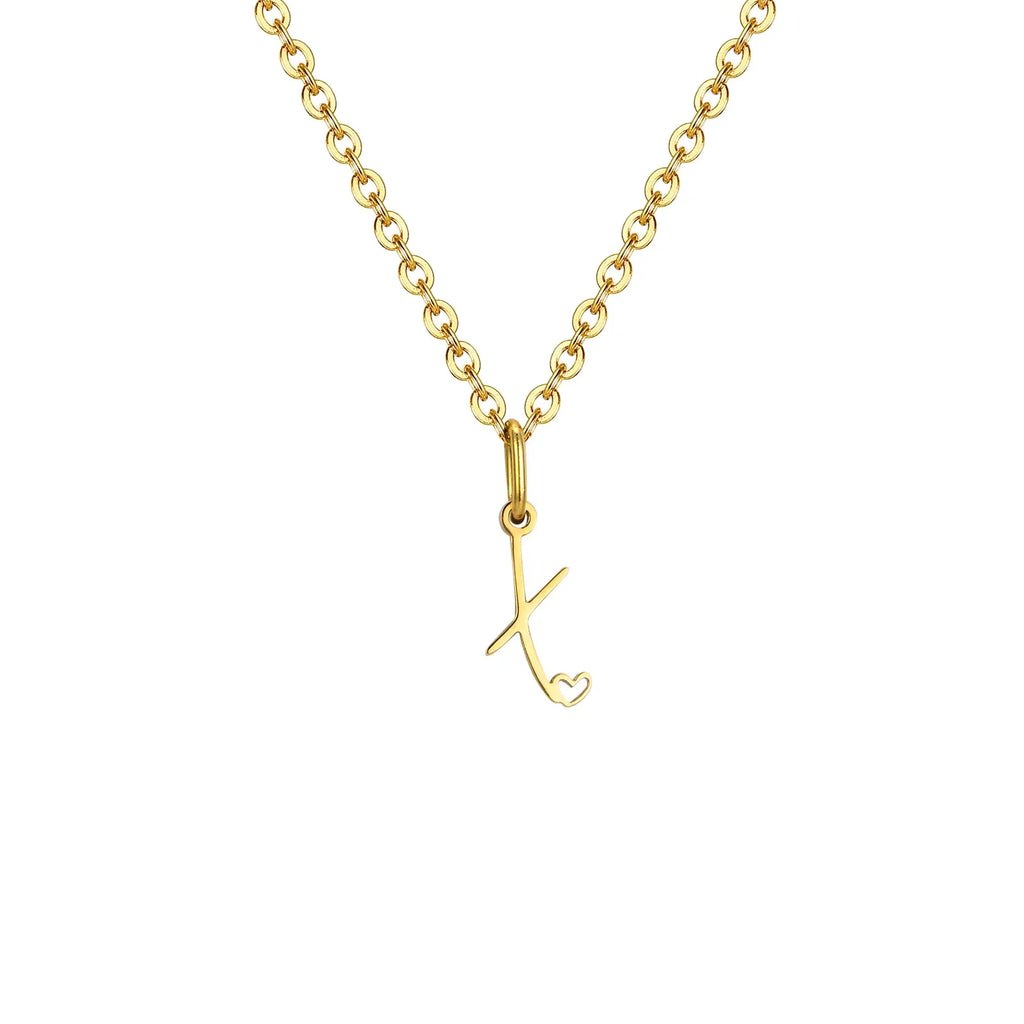 Women's necklace with initial letter and heart pendant x