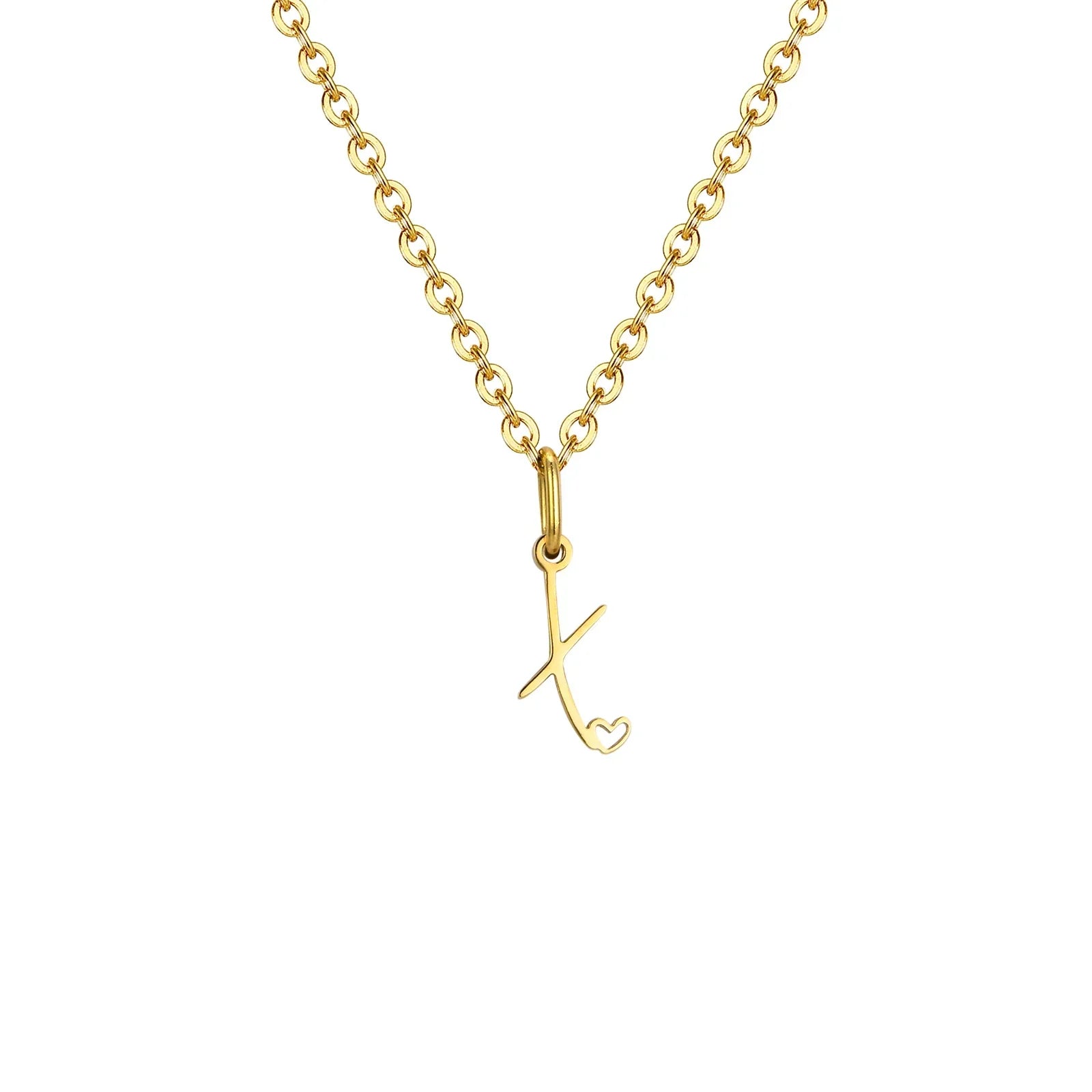 Women's necklace with initial letter and heart pendant x