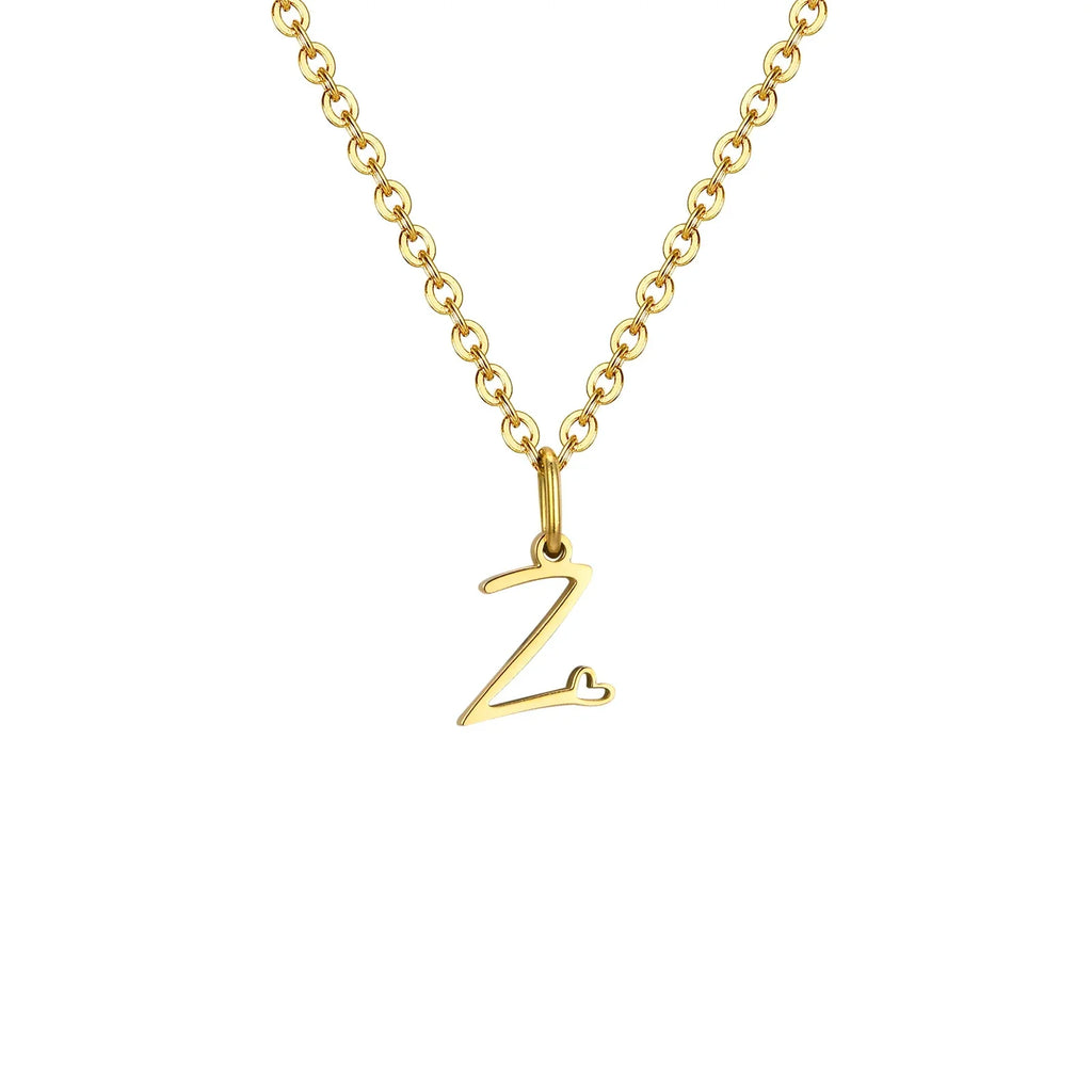 Women's necklace with initial letter and heart pendant z