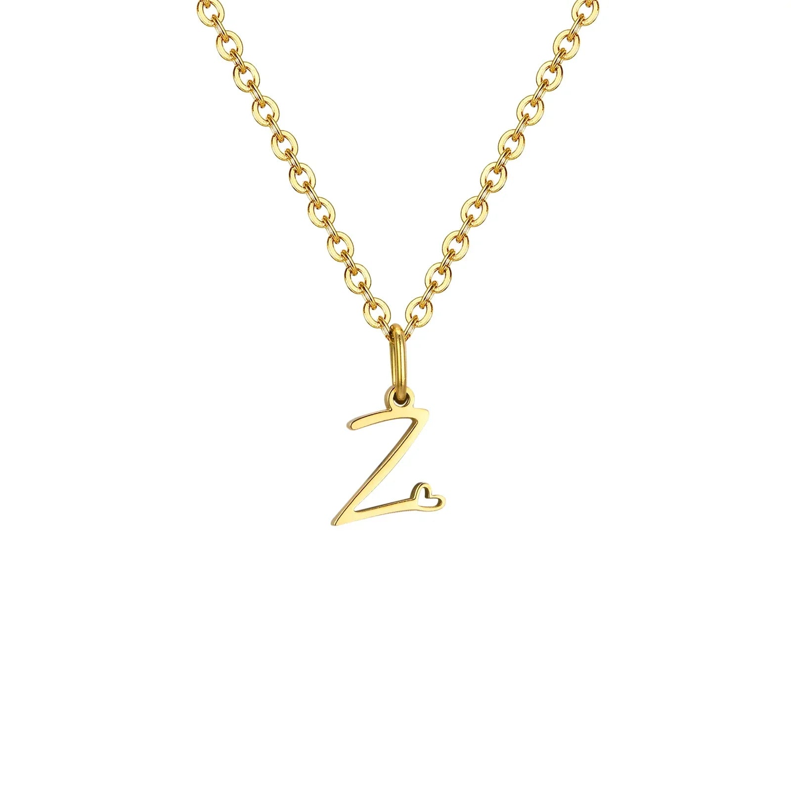 Women's necklace with initial letter and heart pendant z