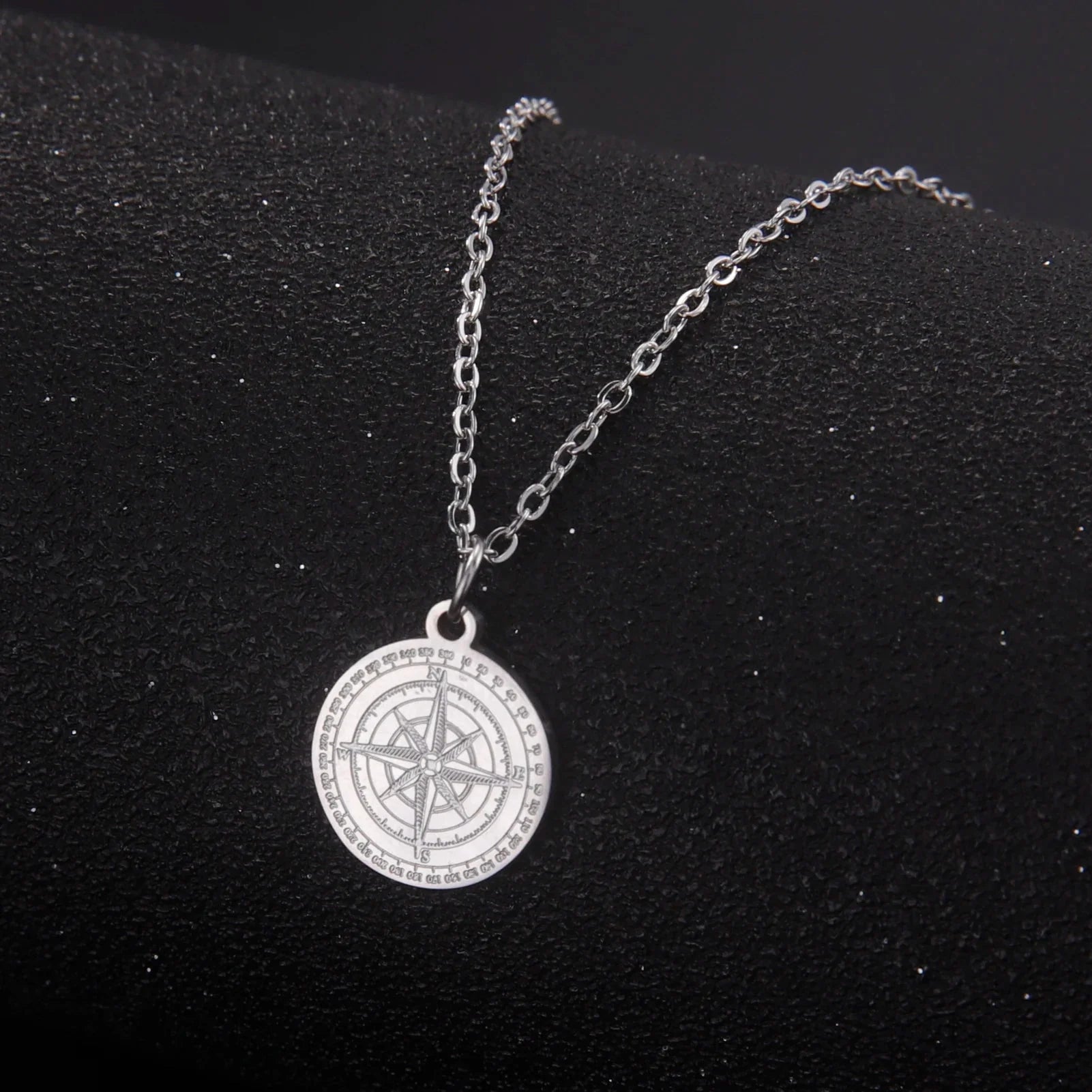Women's Necklace Compass Pendant Compass Rose Cardinal Silver