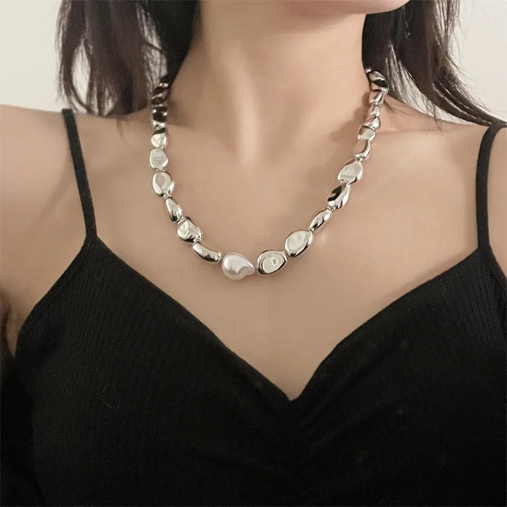 Vintage Style Necklace with Silver Beads