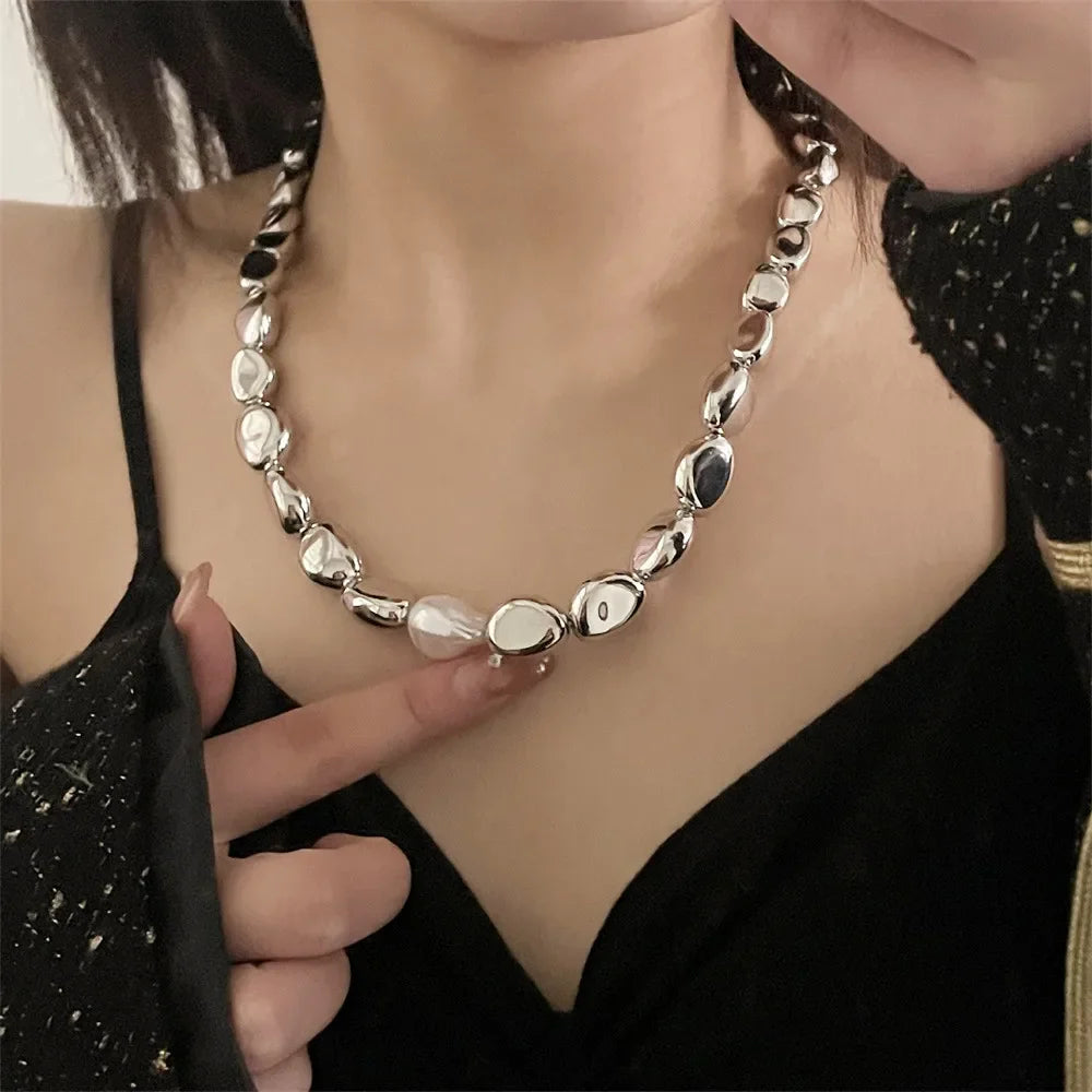 Vintage Style Necklace with Silver Beads