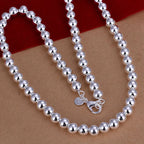 Elegant Women's Silver Pearl Necklace