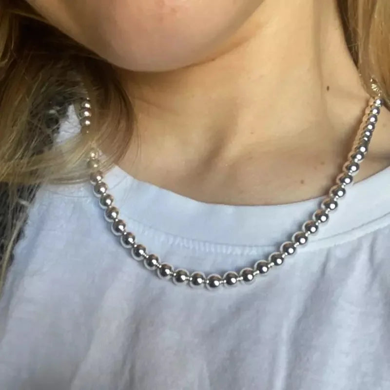 Elegant Women's Silver Pearl Necklace